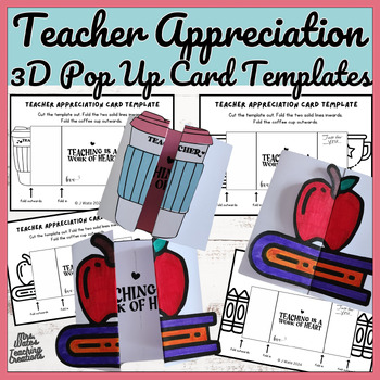 Preview of End of Year Teacher Appreciation Craft 3D Pop Up Card Activities