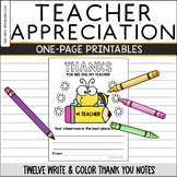 Teacher Appreciation Day Thank You Notes | End of the Year Cards