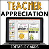 Teacher Appreciation Gift Tags Editable Cards