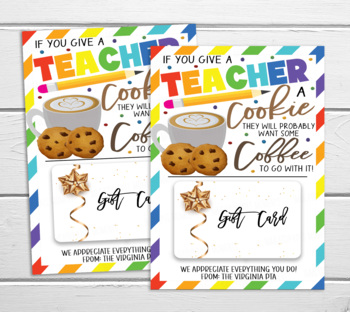 Preview of Teacher Appreciation Gift Card Holder, If You Give A Teacher Cookie Coffee Tag