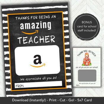 Teacher Appreciation Gift Card Holder AMAZON - Thank You Gift for Teachers