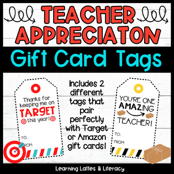 Preview of Teacher Appreciation Gift Card Tags Amazing On Target Gift Tags End of School