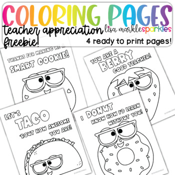 Preview of Teacher Appreciation Gift Coloring Pages Printable FREE