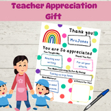 Teacher Appreciation Gift,Fill in Blank Printable thank yo