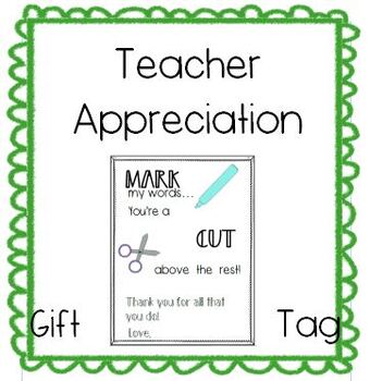 Teacher Appreciation Gift Tag (School Supplies) Markers Scissors
