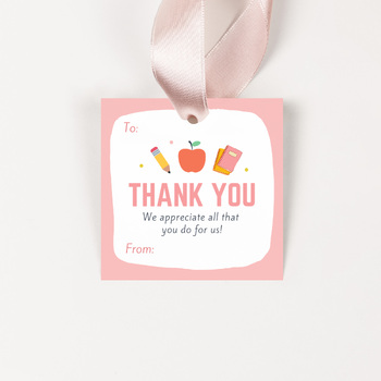Preview of Teacher Appreciation Gift Tag with Apple and Pencil