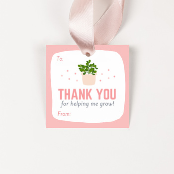 Preview of Teacher Appreciation Gift Tags - Thank You For Helping Me Grow