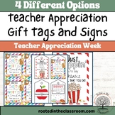 Teacher Appreciation Gift Tags and Signs | 4 Different Designs