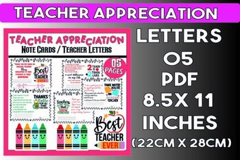 Preview of Teacher Appreciation Letters 05 PDF , Teacher Heart SVG, Teacher Sublimation,