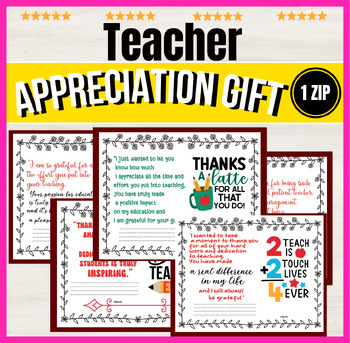 Teacher Appreciation Letters/ Teacher Appreciation Note Cards | TPT