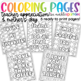 Teacher Appreciation Mother's Day Coloring Pages FREEBIE
