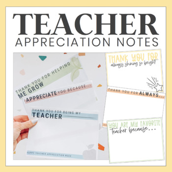 Preview of Teacher Appreciation Notes