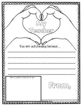 Preview of Teacher Appreciation Notes/Letters/Graphic Organizers