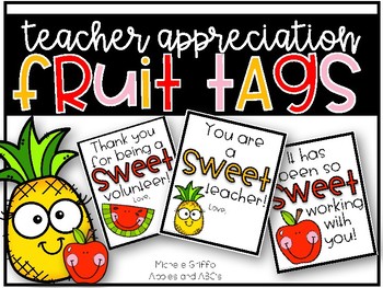 Preview of Teacher Appreciation Fruit Tags