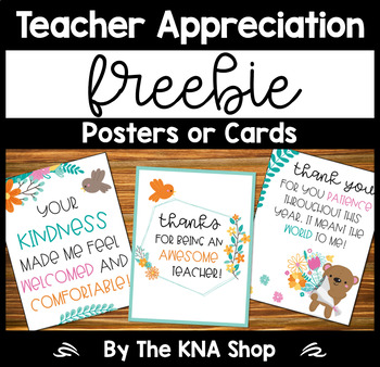 Preview of Editable Teacher Appreciation Posters or Cards - FREEBIE