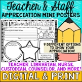 Teacher Appreciation-Staff Appreciation Mini Posters-BOTH 