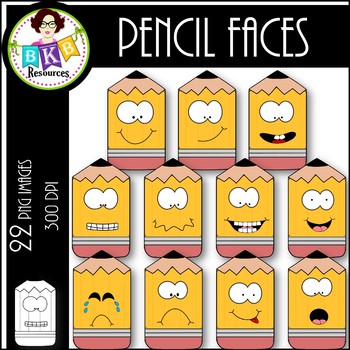 Pencil Faces Clip Art Products for TpT Sellers by BKB Resources