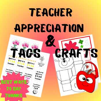 Preview of Teacher Appreciation Tags And Crafts: Apple Basket, Pencil, And Strawberry Craft