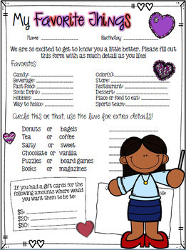 Preview of Teacher Appreciation Week | Teacher's Favorite Things Questionnaire Gift Idea