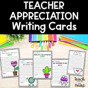 Preview of End of the year Teacher Appreciation Note Cards / Teacher Appreciation Letters