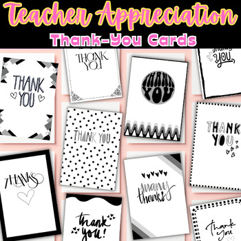 Preview of Teacher Appreciation Thank-You Cards, Student-to-Teacher, Editable OR Printable