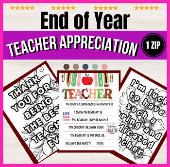 Preview of Teacher Appreciation Thank You Coloring Pages / Good Luck Cards Student 07 pages