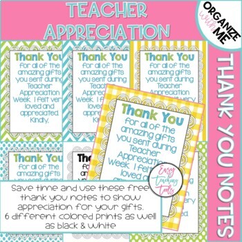 Preview of Teacher Appreciation Thank You Note {FREEBIE}