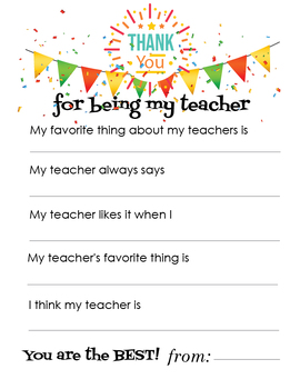 Teacher Appreciation - Thank You Teacher Keepsake Activity | end of the ...