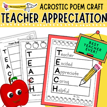 Preview of Teacher Appreciation Week! Acrostic Poem Writing Craft Activity & Display
