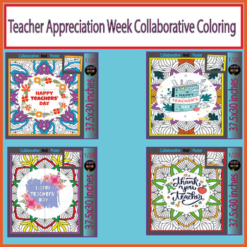 Preview of Teacher Appreciation Week Activity Collaborative Coloring Bulletin Board  Bundle