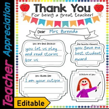 Preview of Teacher Appreciation Week Editable Template, Staff appreciation week #1