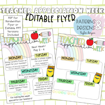 Preview of Teacher Appreciation Week | Flyer | Announcement | Editable