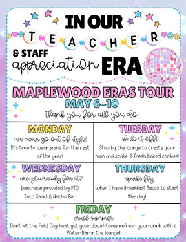 Preview of Teacher Appreciation Week Flyer - Eras - Power Point