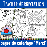 Teacher Appreciation day French Coloring Pages : Merci | "
