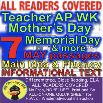 Preview of Memorial Day & More May Leveled Passages Differentiated Reading Print and Go