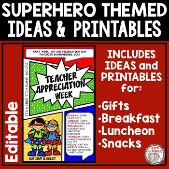 Teacher Appreciation Week Packet Superhero Theme By Queen Of The Jungle