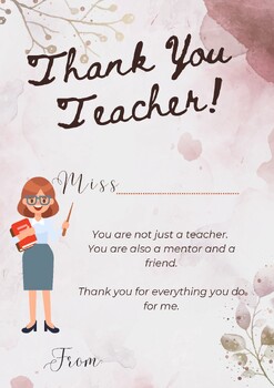 Preview of Teacher Appreciation Week Printable, You are also a mentor and a friend