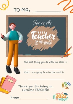 Preview of Teacher Appreciation Week Printable, You're the Best Teacher, Printable