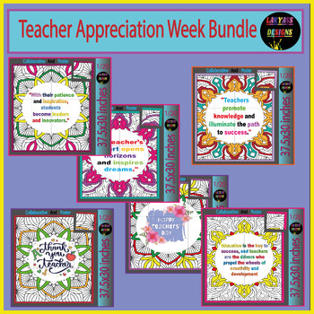 Preview of Teacher Appreciation Week: Quote Activity Collaborative Coloring Poster Bundle