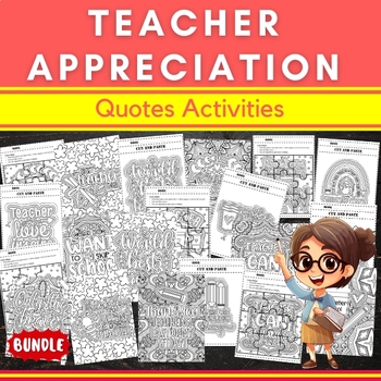 Preview of Teacher Appreciation Quotes Coloring Pages & Games - End of the year Activities