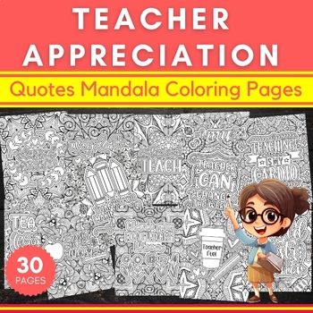 Preview of Teacher Appreciation Week Quotes Mandala Coloring Pages - Fun May Activities