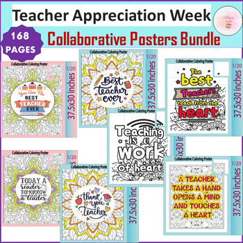 Preview of Teacher Appreciation Week Quotes Zentangle collaborative posters Bundle