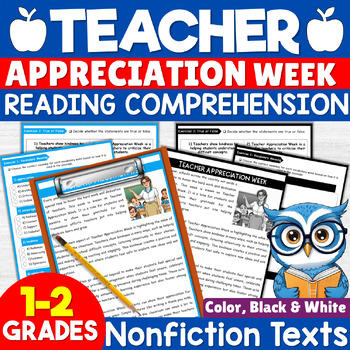 Preview of Teacher Appreciation Week Reading Comprehension Passage 1st 2nd Grades