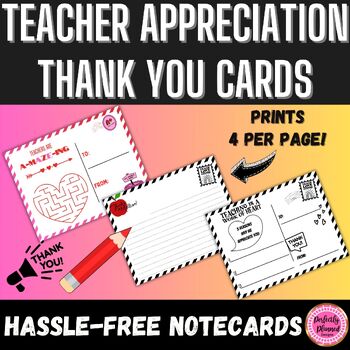 Preview of Teacher Appreciation Week | Thank You Note Cards | Staff Gift Tags | Writing