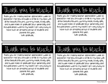 Teacher Appreciation Week Thank You Notes for Students by Monica Abarca