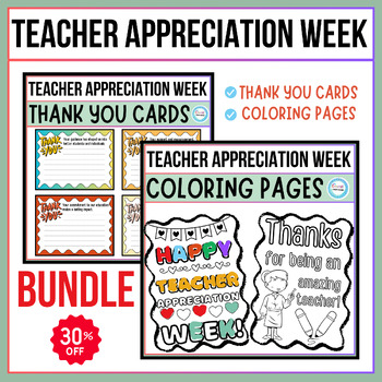 Preview of Teacher Appreciation Week Thank you Cards&Coloring Pages BUNDLE,End of year
