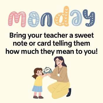 Preview of Teacher Appreciation Week Theme Days for Social Media PTA