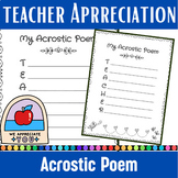 Teacher Appreciation day : acrostic poem | Teacher Appreci