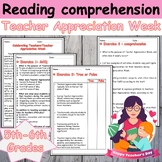 Teacher Appreciation Week reading Comprehension Passage 5t