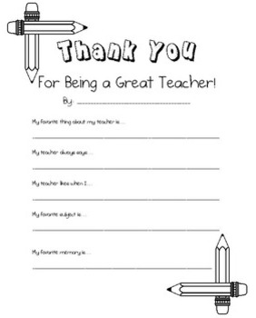 TEACHER APPRECIATION! Worksheet Freebie by The Guidance Alliance